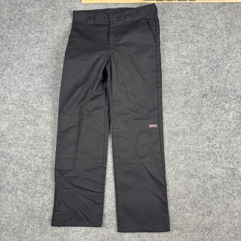 Dickies Pants Boys Size 16 Black Double Knee Straight Leg Workwear UP200BK